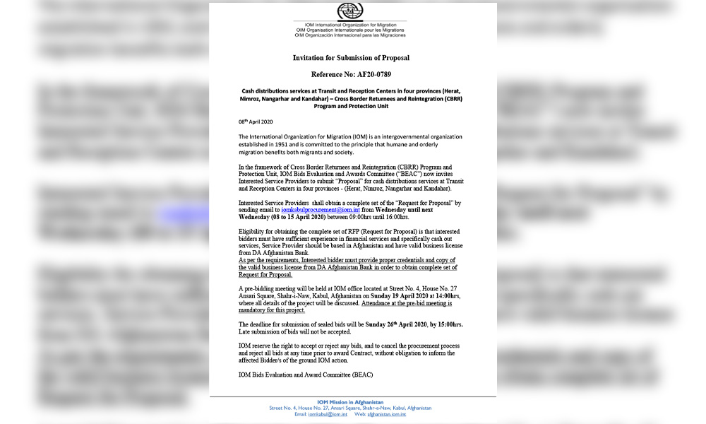 Invitation for Submission of Proposal Reference No: AF20-0789