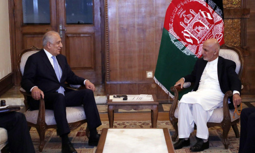 Ghani, Khalilzad Discuss  Next Steps in Peace Process