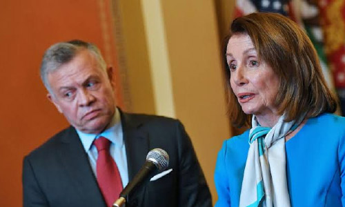U.S. House Speaker Pelosi in Jordan for Talks with King Abdullah