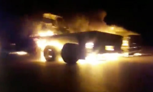 ‘US Military Supply Convoy’ Attacked  & Torched in Iraq 